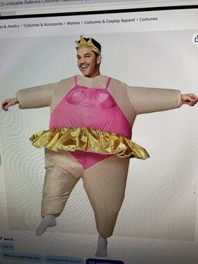 Source Unknown Inflatable Pink and Gold Ballerina Costume for Men